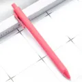 Pink rubberized retractable ballpoint pen, minimalist candy color student stationery writing pen. - Hot Pink