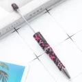 DIY beaded twist ballpoint pen with pink ribbon strength print for custom creative stationery use. - Pink Ribbon Style
