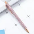 Rose gold click ballpoint pen with pink glitter clover pattern, stylish office stationery gift. - Scale Pattern Light Purple