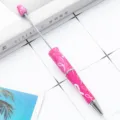DIY Beaded Ballpoint Pen Custom Pink Ribbon Pattern Metal Rotary Pen Stationery Supply - Pink Ribbon Style