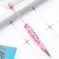 DIY beadable ballpoint pen with pink ribbon pattern, rotating metal rod for creative craft projects. - Pink Awareness Ribbon Style