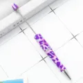 DIY beadable pen purple leopard print rotating ballpoint pen custom plastic beaded pen - Purple Leopard Floral Style