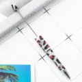 DIY beadable ballpoint pen with leopard print design and metal rod for custom crafts. - Leopard Print Style