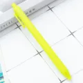 Neon yellow retractable ballpoint pen, candy color plastic student stationery for writing. - Neon Yellow