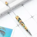 Sunflower pattern DIY beadable ballpoint pen creative rotating metal pen stationery office. - Sunflower Style