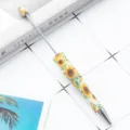 DIY sunflower pattern ballpoint pen, rotating beaded pen with floral design and metal tip. - Sunflower Style