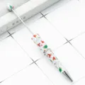 Christmas theme DIY beadable ballpoint pen with metal tip and printed barrel design. - Christmas Snowman Style