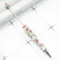 DIY Beadable Pen Rotating Ballpoint Pen Floral Christmas Pattern Plastic Stationery Gift - Christmas Holiday Style