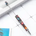 DIY beadable ballpoint pen with floral skull pattern stylish metal and plastic writing instrument - Skull Floral Style