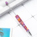 DIY beadable ballpoint pen with purple floral pattern, rotating metal rod and stylish design. - Skull Floral Style