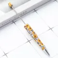 DIY beadable ballpoint pen with sunflower floral print pattern, smooth writing rotary metal pen. - Sunflower Style