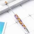DIY beadable ballpoint pen with sunflower purple cow print design smooth twist metal pen - Purple Sunflower Style
