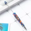 DIY Beaded Ballpoint Pen with Blue Floral Pattern Metal Tip and Top Rod for Crafting - Skull Style 4