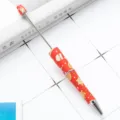 DIY beadable metal ballpoint pen with festive Christmas pattern barrel and sleek silver tip. - Christmas Red Style 3