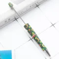 DIY beaded ballpoint pen with Christmas theme pattern and metal tip for office stationery - Christmas Green Style 3