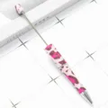 DIY beading pen, pink leopard print floral pattern rotating ballpoint pen for crafts. - Pink Leopard Floral Style (138)