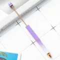 Μεταλλικό στυλό DIY για χάντρες με μωβ γκλίτερ διαβάθμιση και ροζ χρυσές λεπτομέρειες. - Λευκό-μοβ ντεγκραντέ (μέρη από ροζ χρυσό)