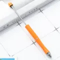 Μεταλλικό στυλό διαρκείας DIY με πορτοκαλί σώμα και ράβδο για διακόσμηση με χάντρες. - Πορτοκαλί