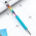 Στυλό διαρκείας stylus με πολύχρωμες πέτρες και μπλε μεταλλικό σώμα για γραφείο εργασίας. - Ανοιχτό μπλε
