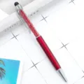 Red metal crystal ballpoint pen with stylus tip, sparkling rhinestones, smooth writing. - Burgundy