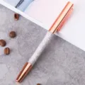 Roségoud kristalen pen met sprankelende strass steentjes, elegante kantoor schrijfbehoeften. - Roségoud