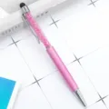 Pink crystal metal ballpoint pen with capacitive stylus tip, smooth writing office gift pen. - Pale Purple