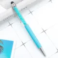 Metal crystal ballpoint pen with touch screen tip, stylish promotional gift pen for office use. - Light Blue