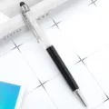 Crystal metal stylus ballpoint pen with black body capacitive gift advertising pen - Black (White Rhinestone)