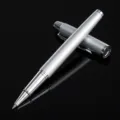 Silver metal rollerball pen business office signature gift pen with cap for smooth writing. - 0.5mm / Painted Silver