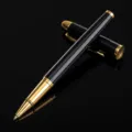 Stylo roller en metal noir dore pour cadeaux d'affaires bureau et ecriture quotidienne. - 0.5mm / Noir brillant (pièces dorées)