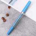Blauwe kristallen gelpen met sprankelende strass steentjes, stijlvolle metalen dop, kantoorartikelen. - Lichtblauw