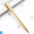 Golden metal ballpoint pen, stylish office writing instrument in shiny gold color finish. - Electroplated Gold