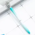 Elegant metal crown ballpoint pen with Tiffany blue barrel, perfect creative business gift. - White and Blue Gradient