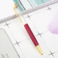 Metal ballpoint pen DIY transparent barrel gold clip elegant office school writing supply - Burgundy