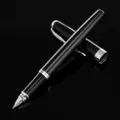Metal business rollerball pen, black and silver finish, elegant office signature water pen - Glossy Black (Silver Hardware)