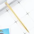 Gold metal ballpoint pen with sparkling diamond top, elegant gift for school and office use. - Electroplated Gold