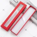 Red paper pen gift box with clear window packaging box for ballpoint and fountain pens - Red