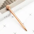 Rose gold metal ballpoint pen with crystal rhinestone sphere top elegant office gift stationery - Rose Gold