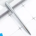 Sleek silver metal ballpoint pen with professional grid background, ideal business gift. - Electroplated Silver