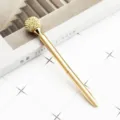 Luxury gold metal ballpoint pen with sparkling rhinestone sphere top for office and gift - Electroplated Gold