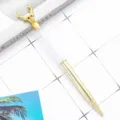 Stylo bille cristal tête de cerf doré élégant papeterie luxe cadeau bureau école - Or galvanisé (strass blancs)