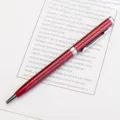 Red metal ballpoint pen with silver trim elegant business stationery smooth writing - Burgundy