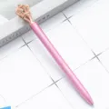 Pink metal ballpoint pen with rose gold crown top, elegant office writing pen gift. - Light Lavender (Rose Gold Parts)