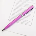 Pink metal ballpoint pen, stylish twist ballpen in pink color with elegant silver trim details. - Violet