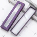Caja de regalo morada para boligrafos con ventana transparente, elegante envase de papel. - Púrpura