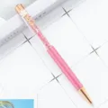 Crystal rhinestone ballpoint pen rose gold metal cute floral stationery office supplies - Hot Pink