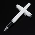 White metal rollerball pen business gel signature pen with smooth writing and elegant office design. - White