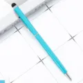 Light blue metal ballpoint pen with stylus tip, sleek aluminum capacitive touch pen for daily use. - Light Blue
