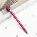 Metallic ballpoint pen with sparkling pink rhinestone crystal ball decoration, elegant gift pen. - Dark Rose Red