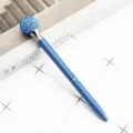 Blue crystal rhinestone ballpoint pen metallic luxury sleek design creative writing gift item - Dark Blue